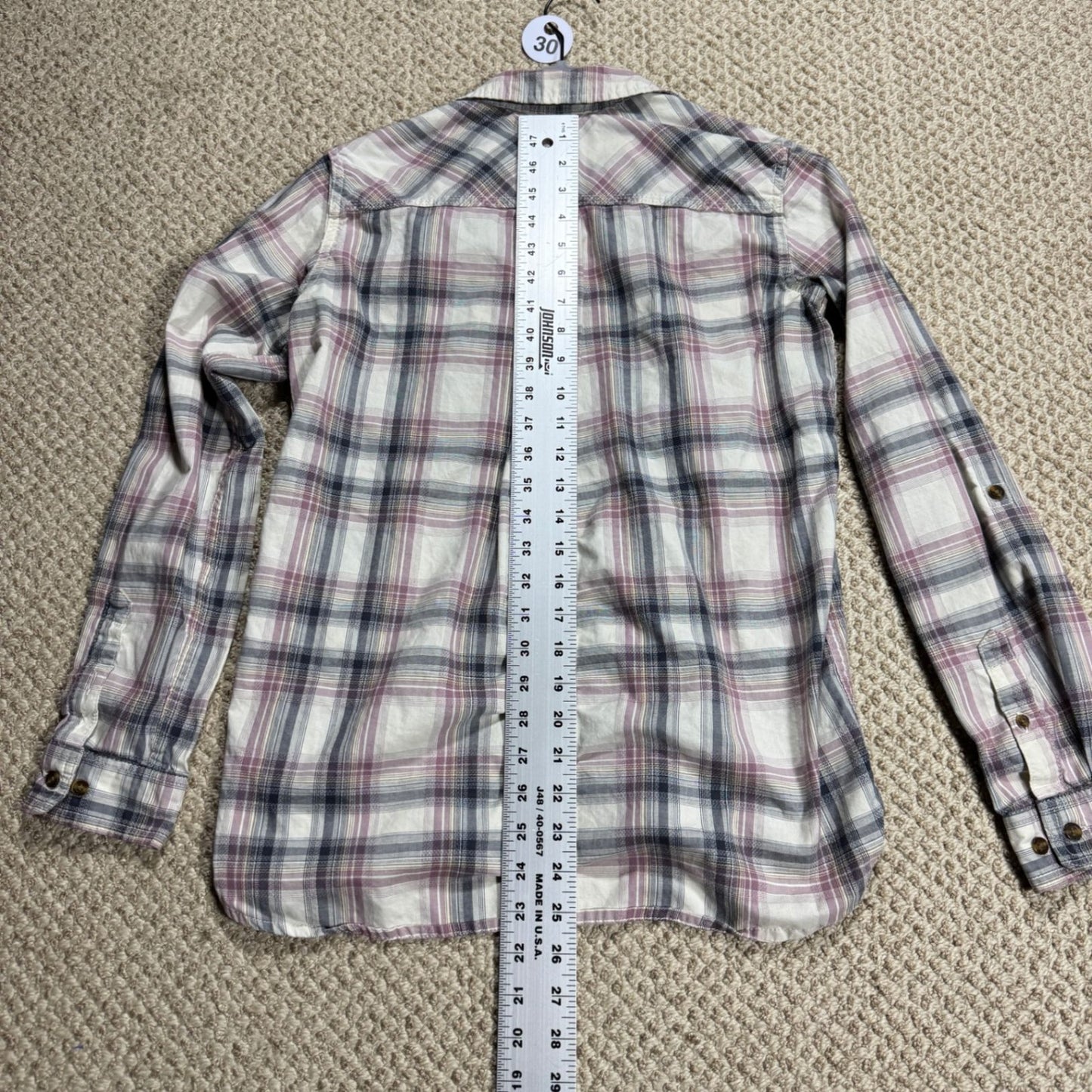 Carhartt Womens Plaid Flannel Shirt Size S Button Up Long Sleeve Pink Gray