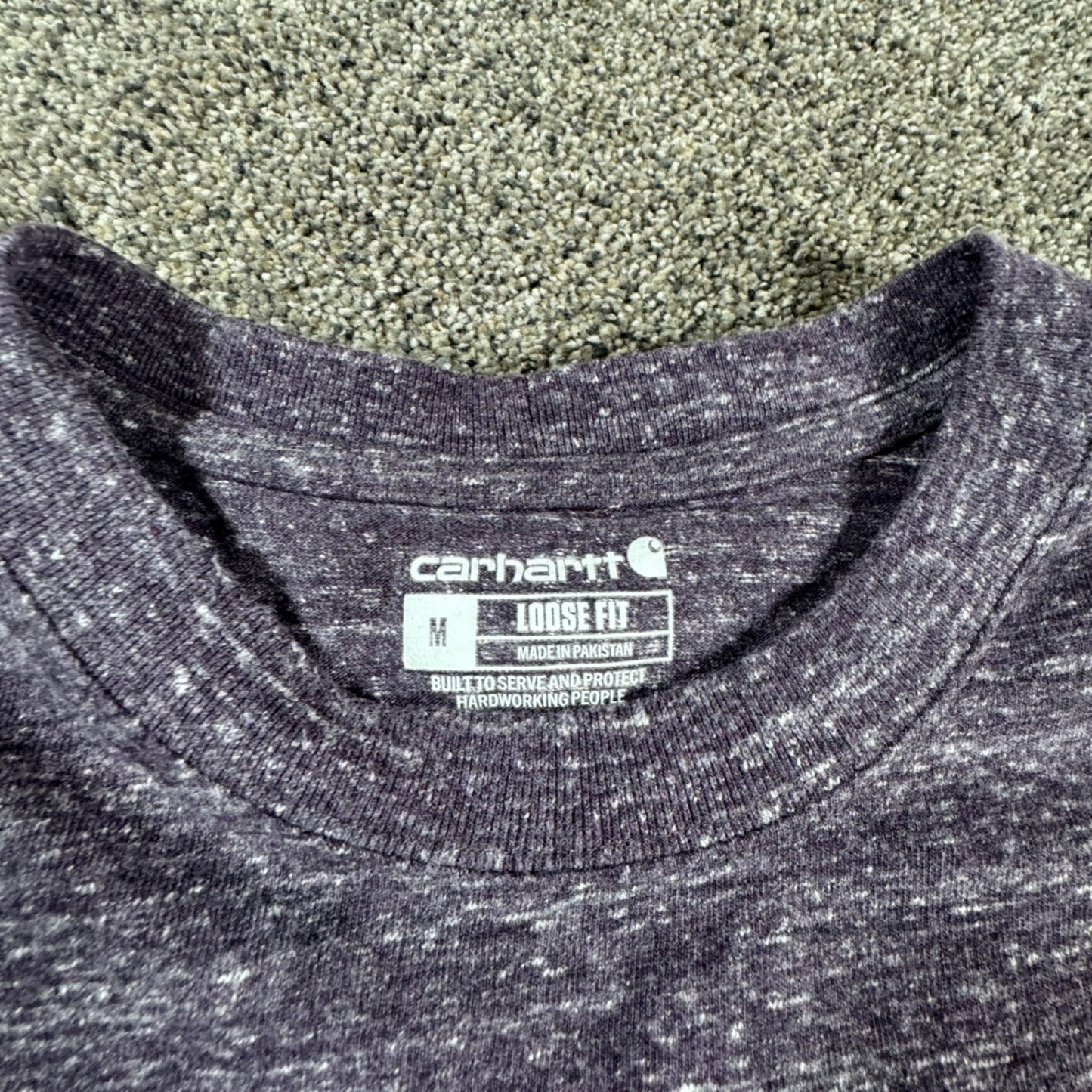 Carhartt Mens K87 Loose Fit Pocket T-Shirt Size M Wine/Purple Heather