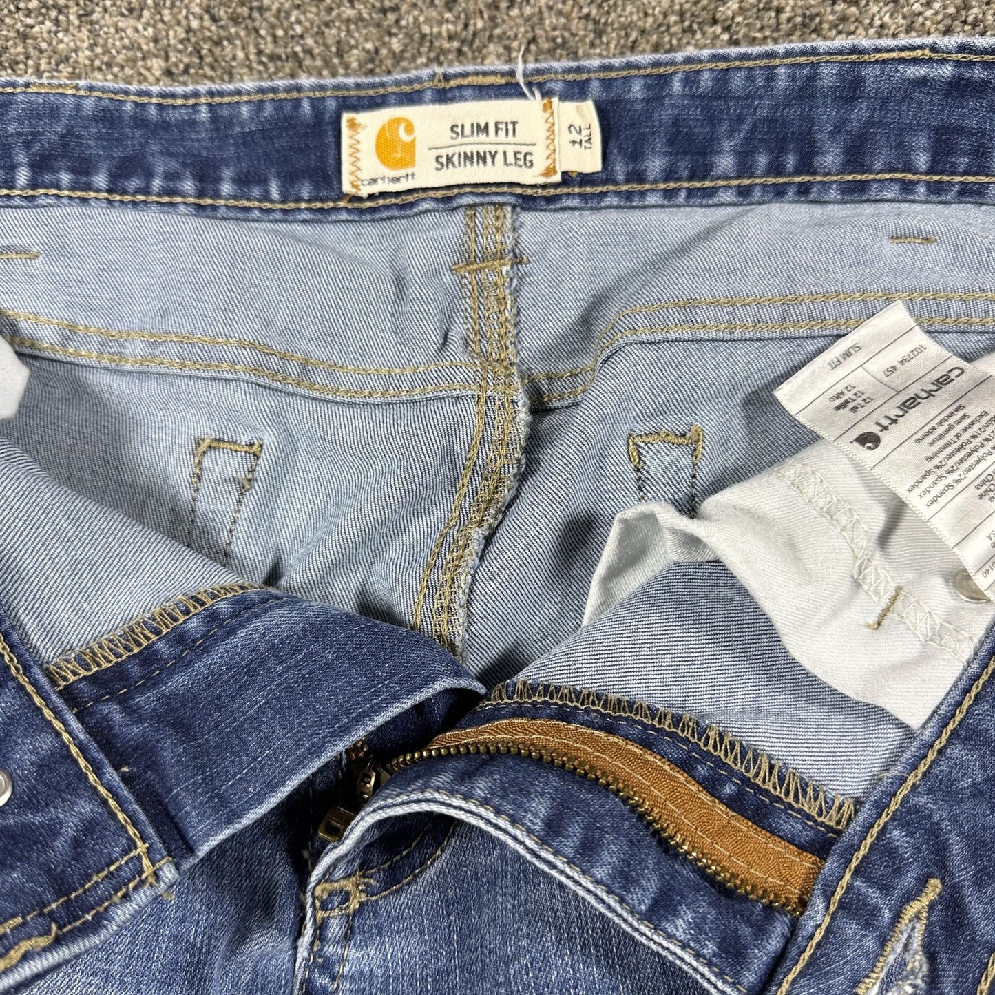 Carhartt Womens Jeans Size 12 Tall Slim Fit Skinny Leg Medium Wash Denim