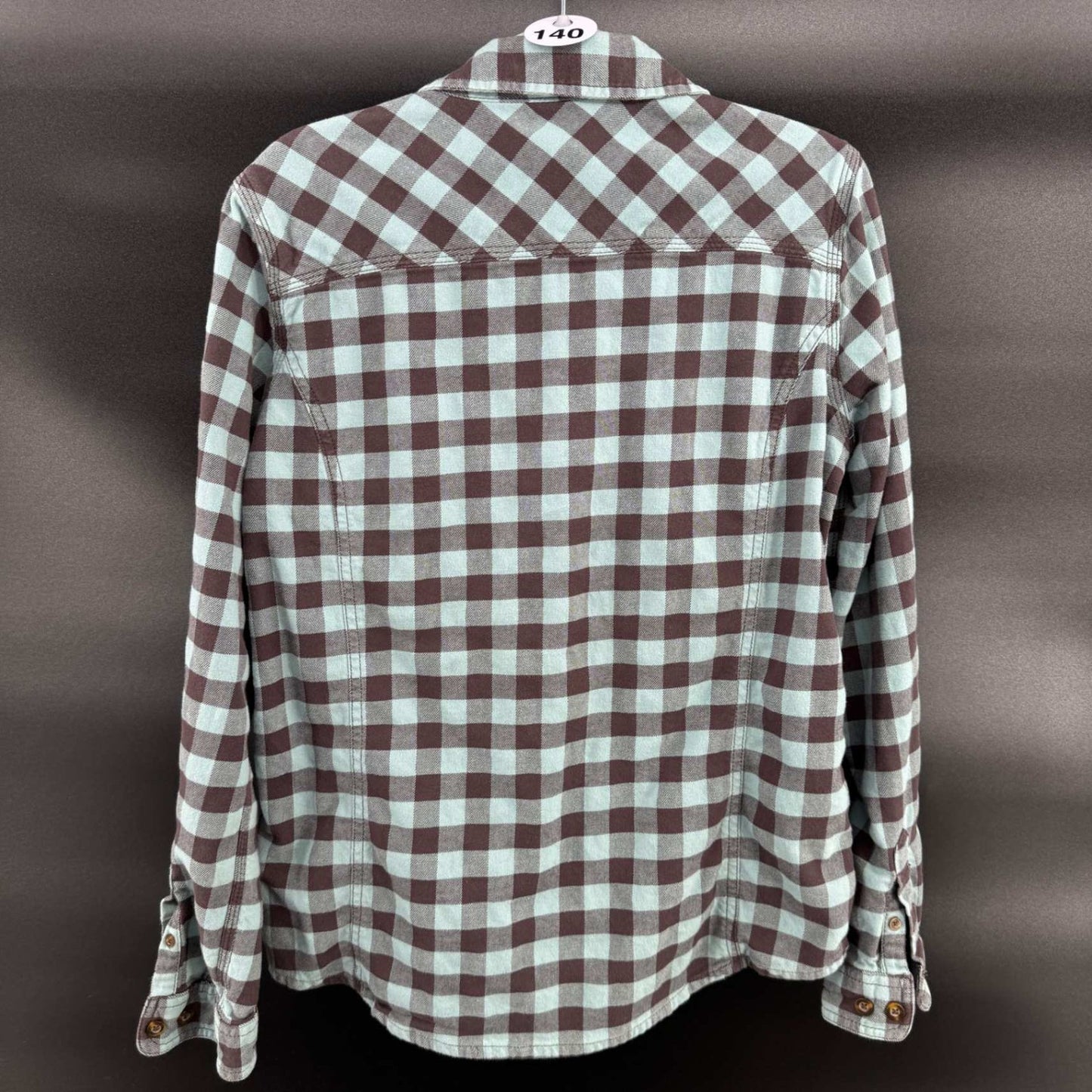 Carhartt Womens S Flannel Button Up Shirt Long Sleeve Plaid Blue Brown