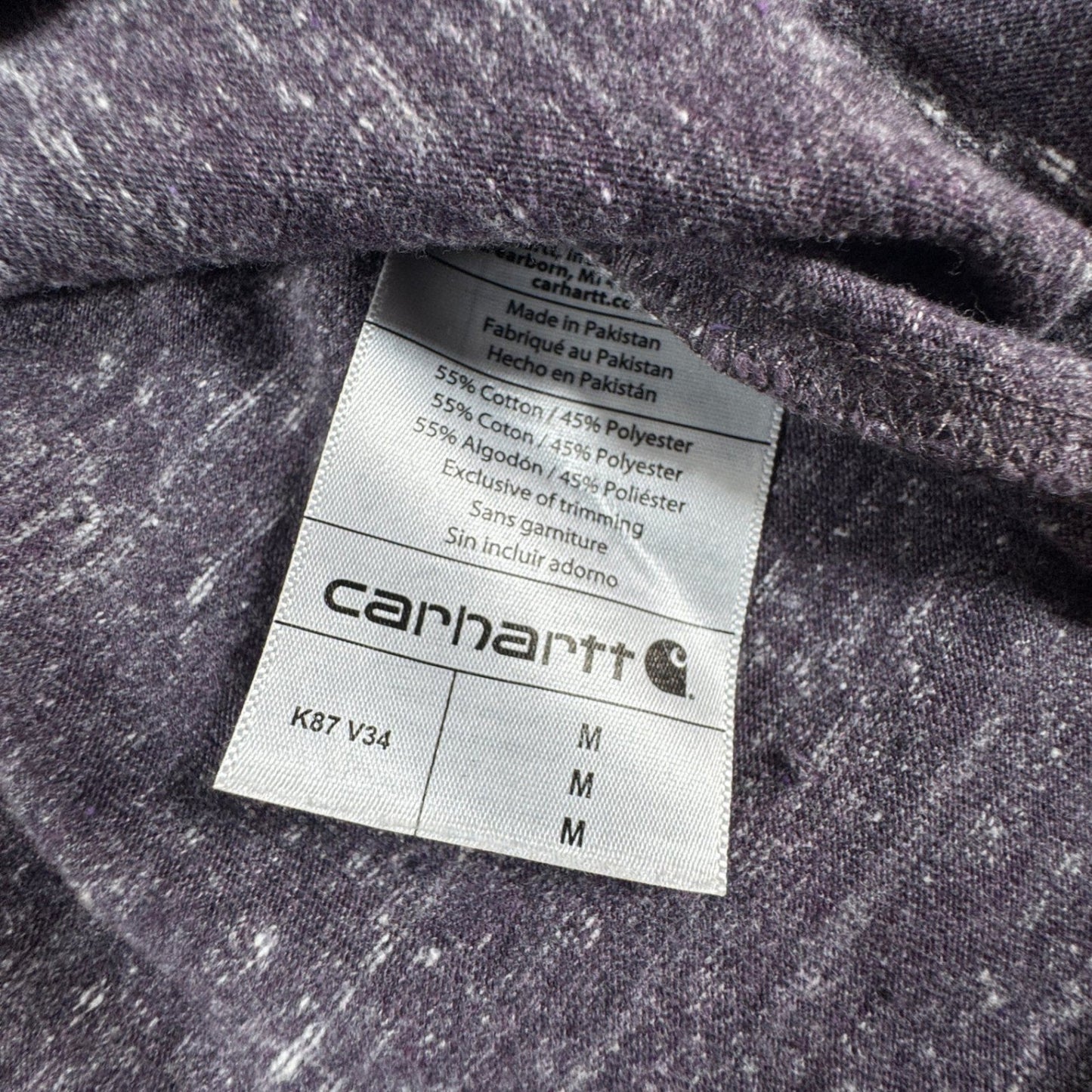 Carhartt Mens K87 Loose Fit Pocket T-Shirt Size M Wine/Purple Heather