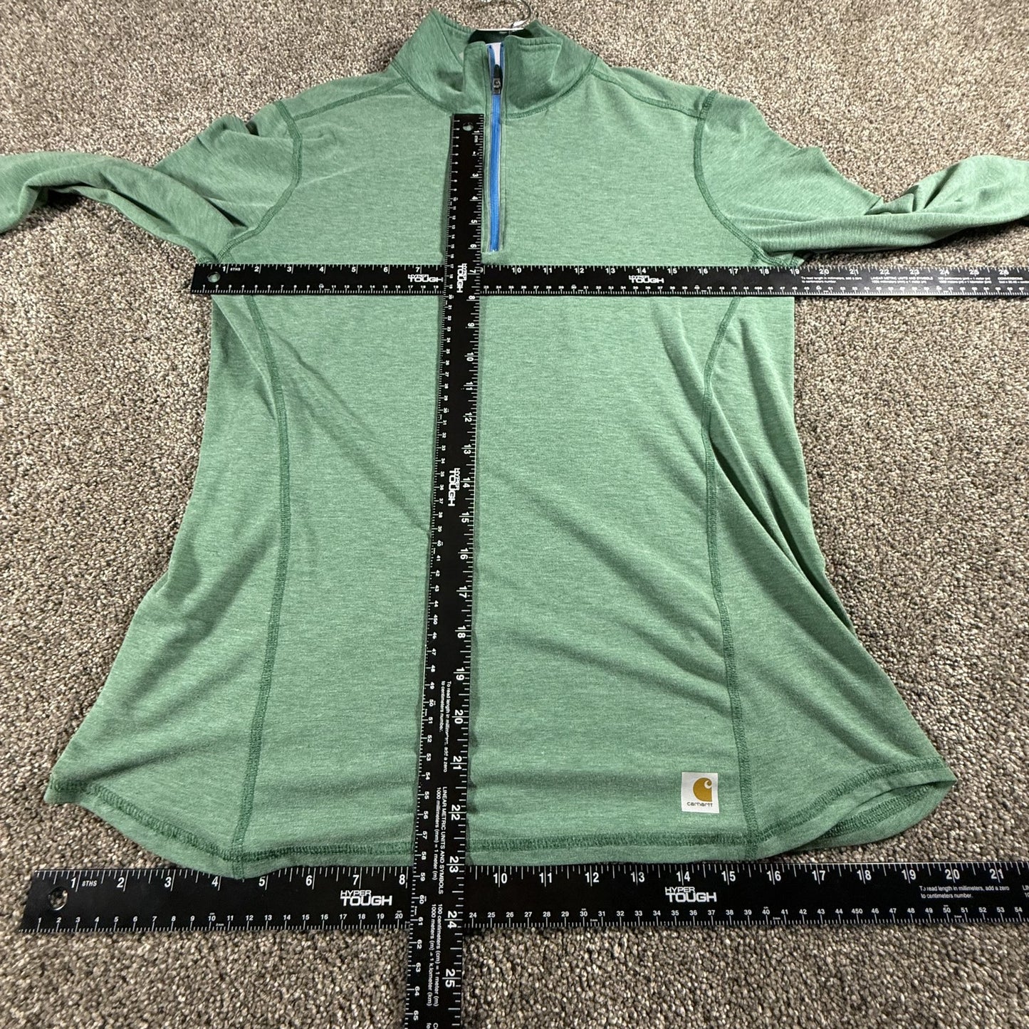 Carhartt Womens 1/4 Zip Pullover M 8 10 Green Long Sleeve Force Performance Top