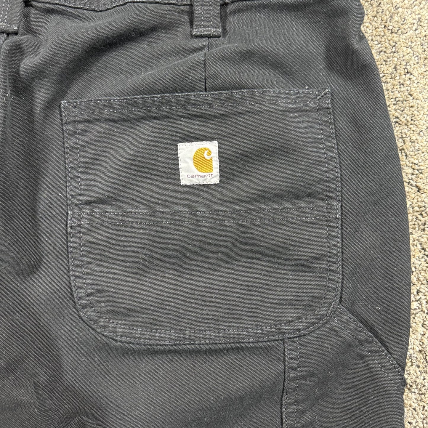 Carhartt Womens 10 Short Loose Fit Black Utility Cargo Work Pants Cotton Blend
