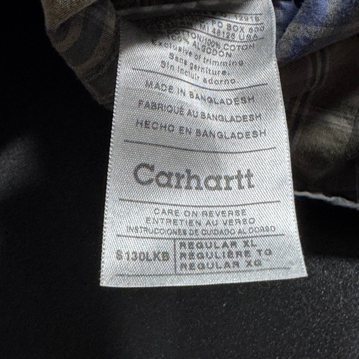 Carhartt Mens XL Plaid Flannel Shirt Long Sleeve Button Down Blue Green