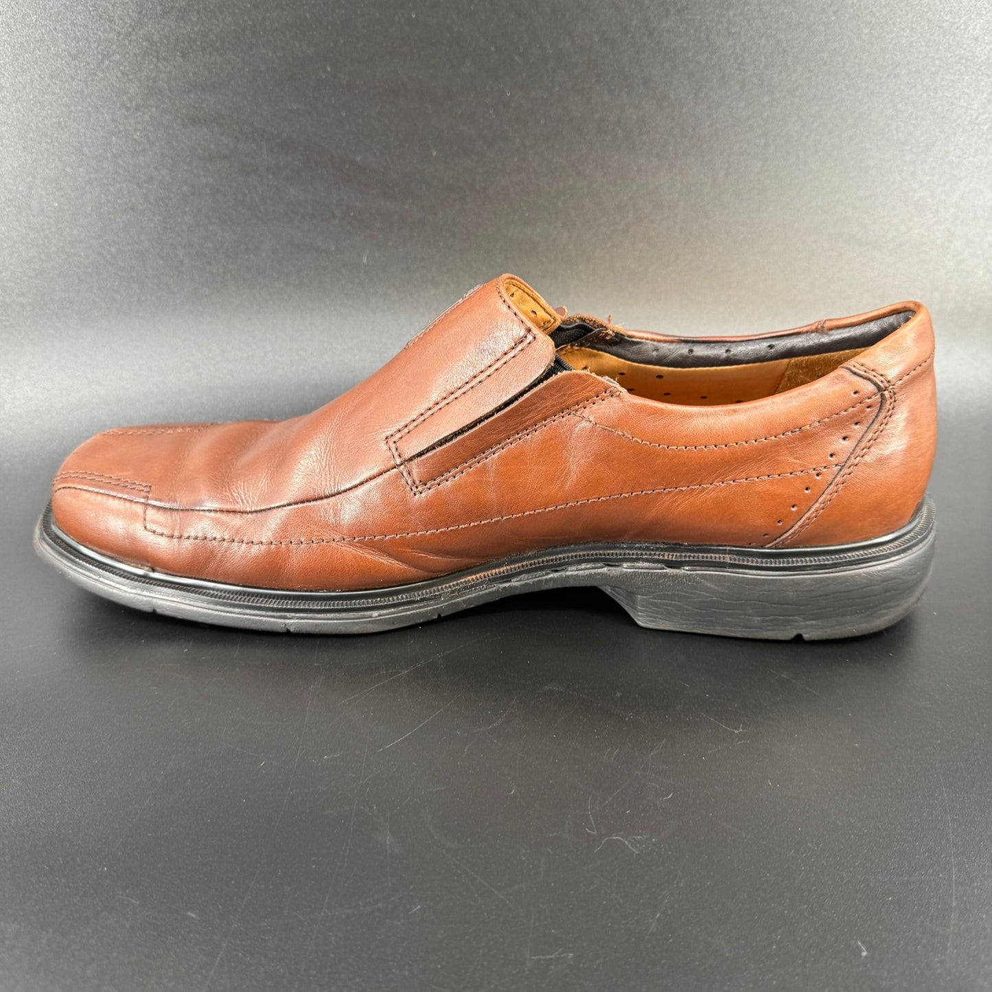 Clarks Mens Unstructured Un Sheridan Square Toe 13W Brown Leather Dress Shoes
