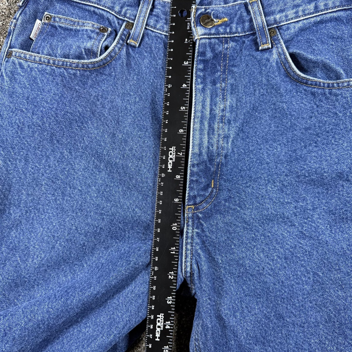 Carhartt Mens Jeans 34x32 Blue Flannel Lined Denim Relaxed Fit Straight Leg