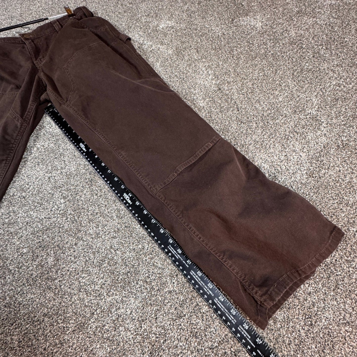 Carhartt Womens Work Pants Size 14 Short Brown Canvas Double Knee Utility