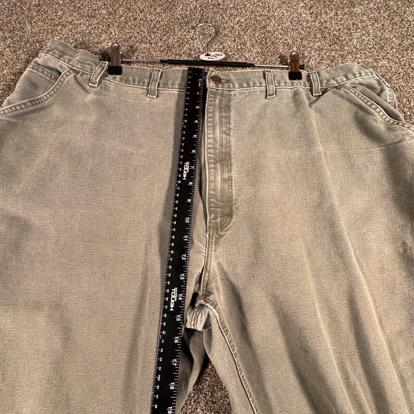 Carhartt Mens Carpenter Work Pants 50x32 Green B11 Moss Dungaree Fit Cotton