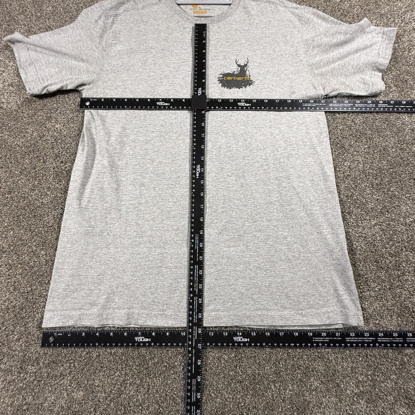 Carhartt Mens Graphic T-Shirt L Gray Short Sleeve Relaxed Fit Deer Hunting Logo