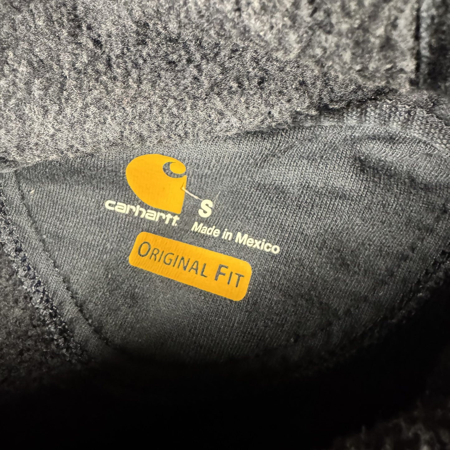 Carhartt Mens Pullover Hoodie Small Navy Blue Spellout Original Fit