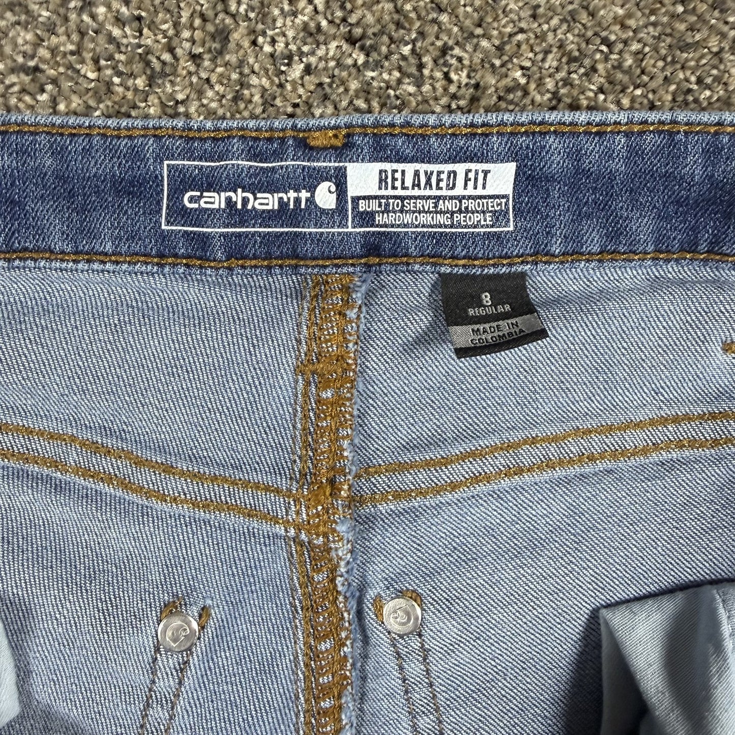 Carhartt Womens Relaxed Fit Carpenter Jeans 8 Regular Blue Double Knee