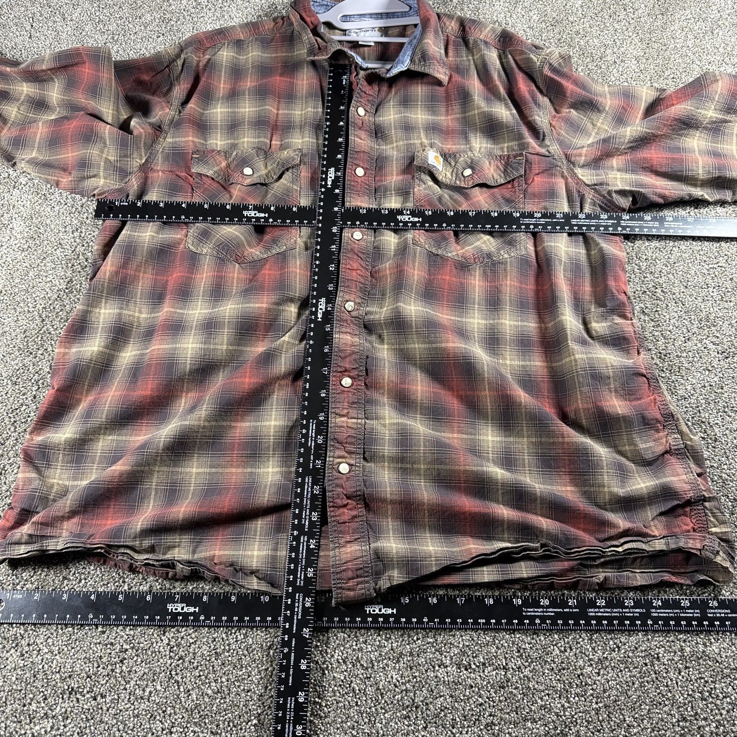 Carhartt Mens Flannel Shirt 2XL Regular Multicolor Plaid Long Sleeve Western