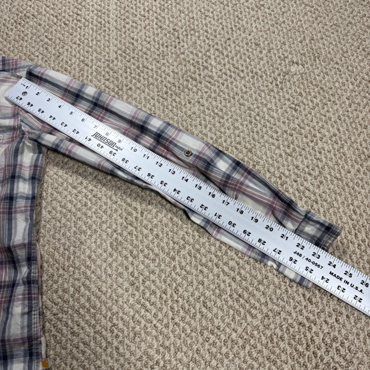 Carhartt Womens Plaid Flannel Shirt Size S Button Up Long Sleeve Pink Gray