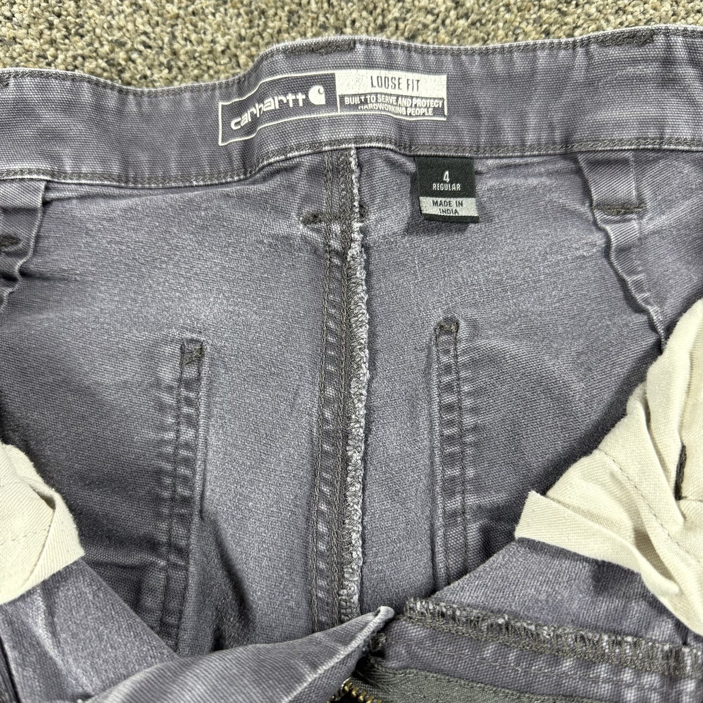Carhartt Womens Loose Fit Work Pants Size 4 Gray Canvas Carpenter Utility