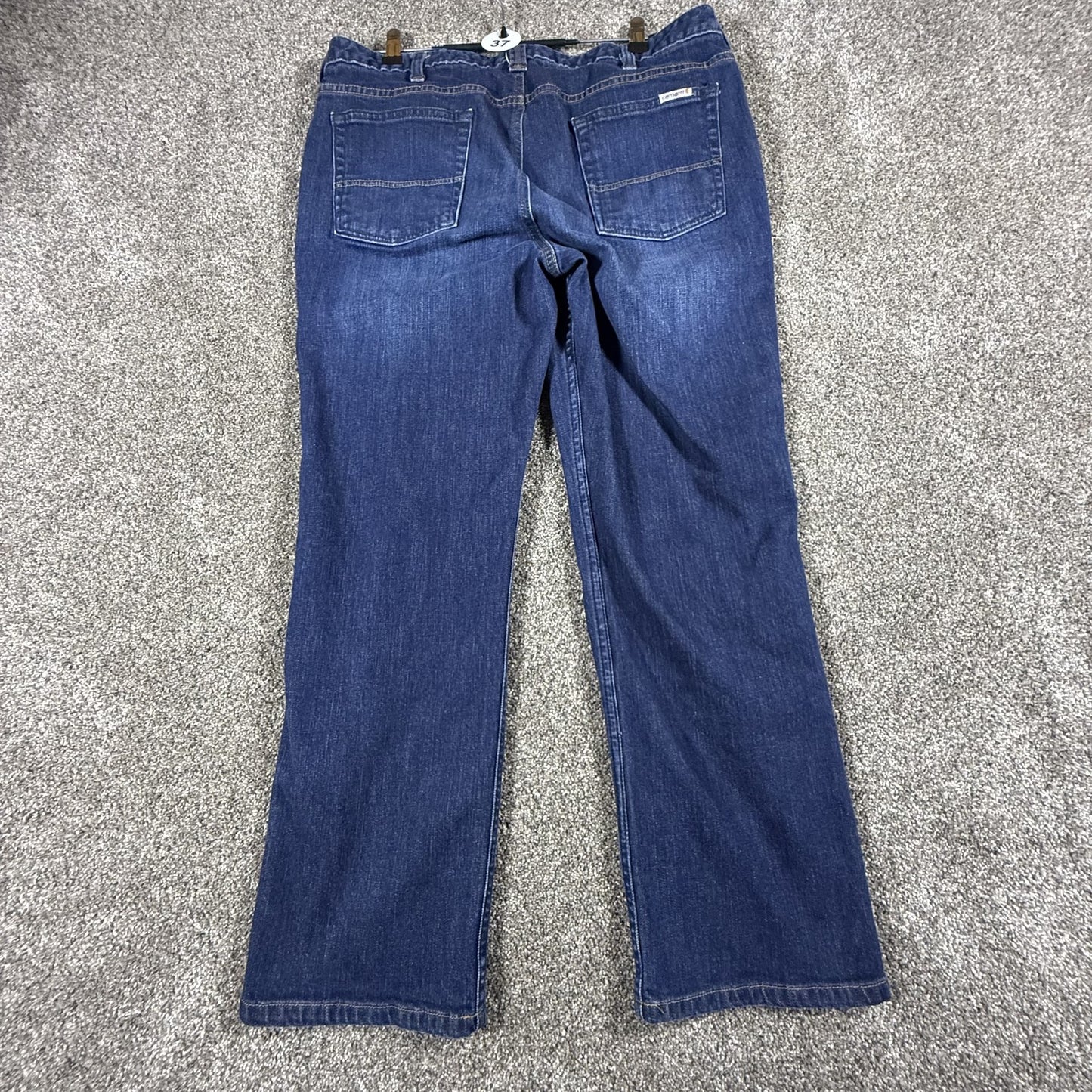 Carhartt Womens Original Fit Jeans Size 16 Short Straight Leg Dark Wash Denim