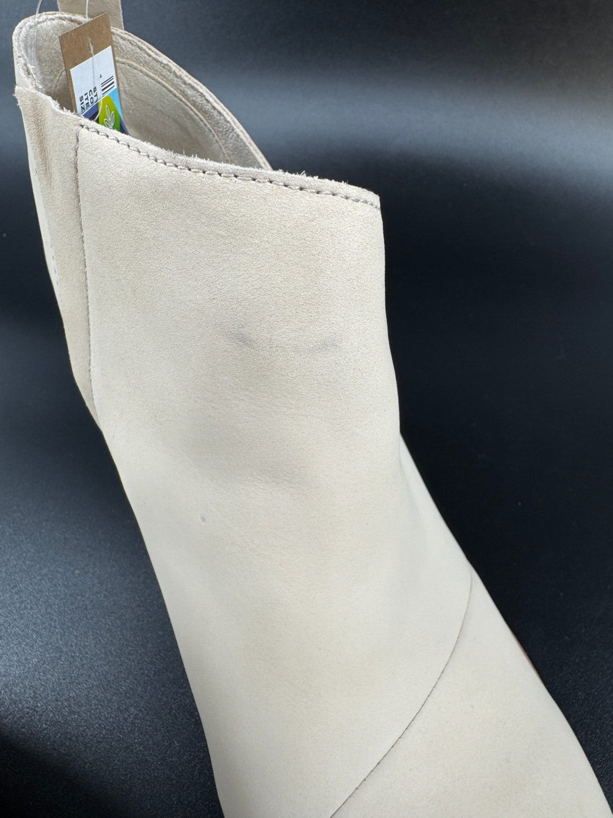 TOMS Womens Marta Ankle Boots Booties Size 10 Beige Leather Wedge Heel w/Stains