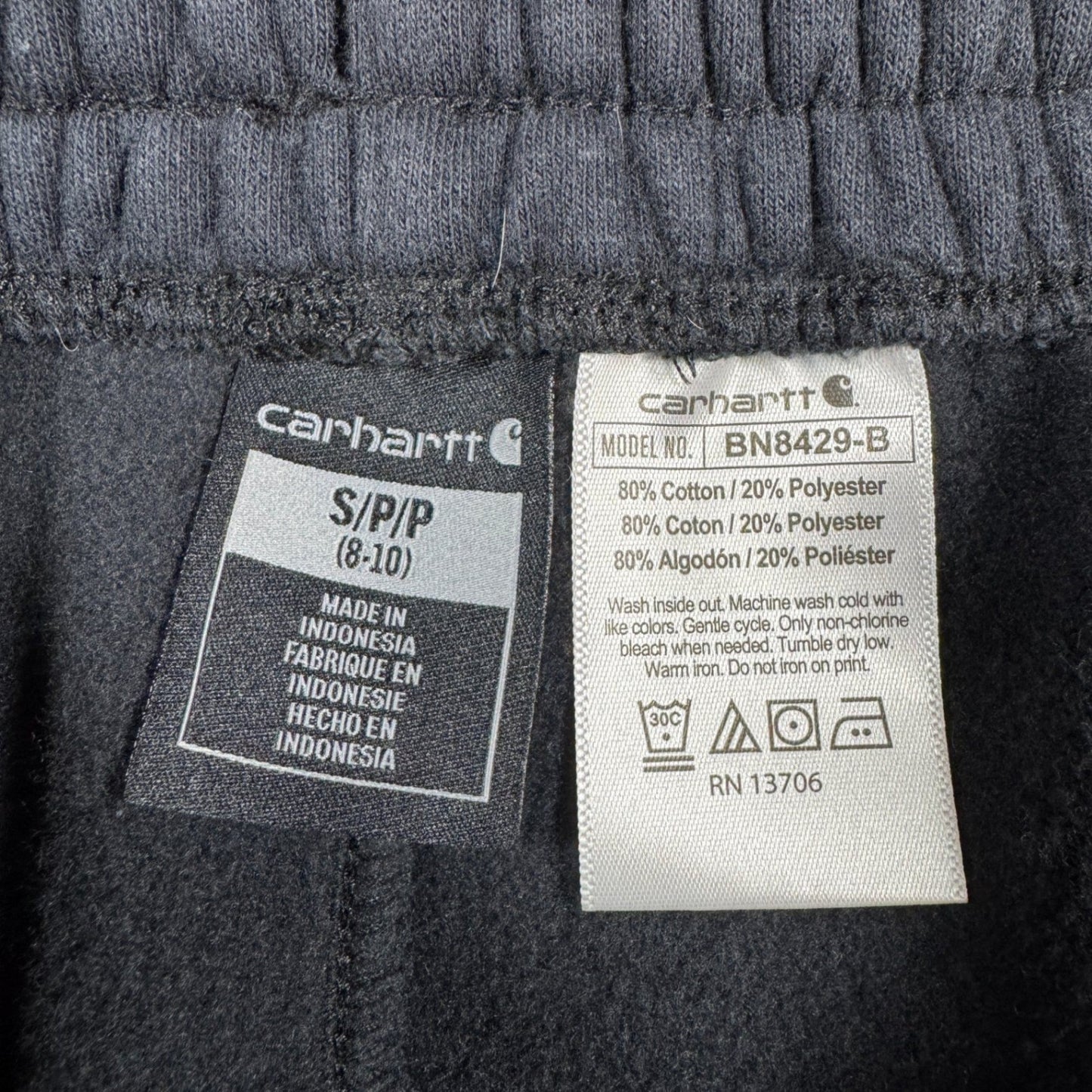 Carhartt Boys/Youth Sweatpants Joggers Size S (8-10) Black Spellout Fleece Pants