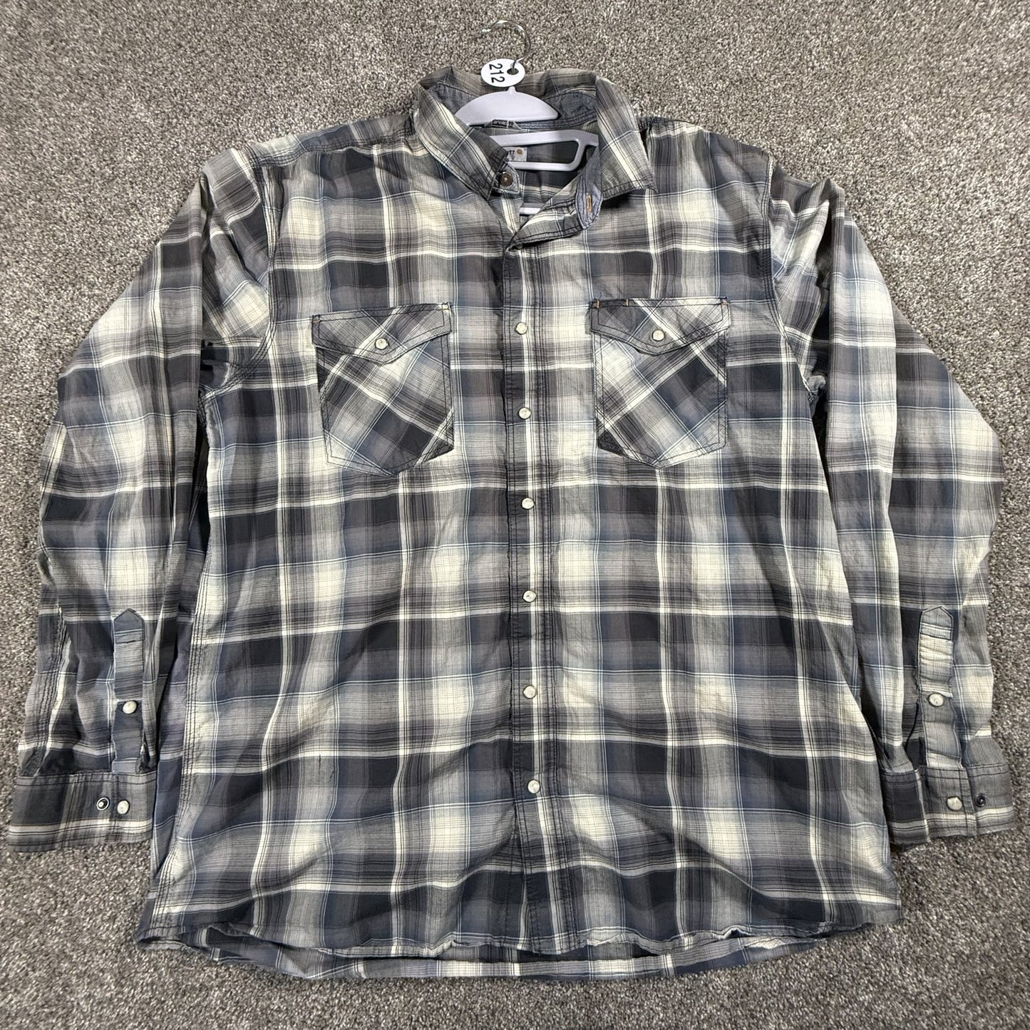 Carhartt Mens Relaxed Fit Long Sleeve Button Up Shirt XL Tall Blue Plaid