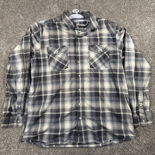 Carhartt Mens Relaxed Fit Long Sleeve Button Up Shirt XL Tall Blue Plaid