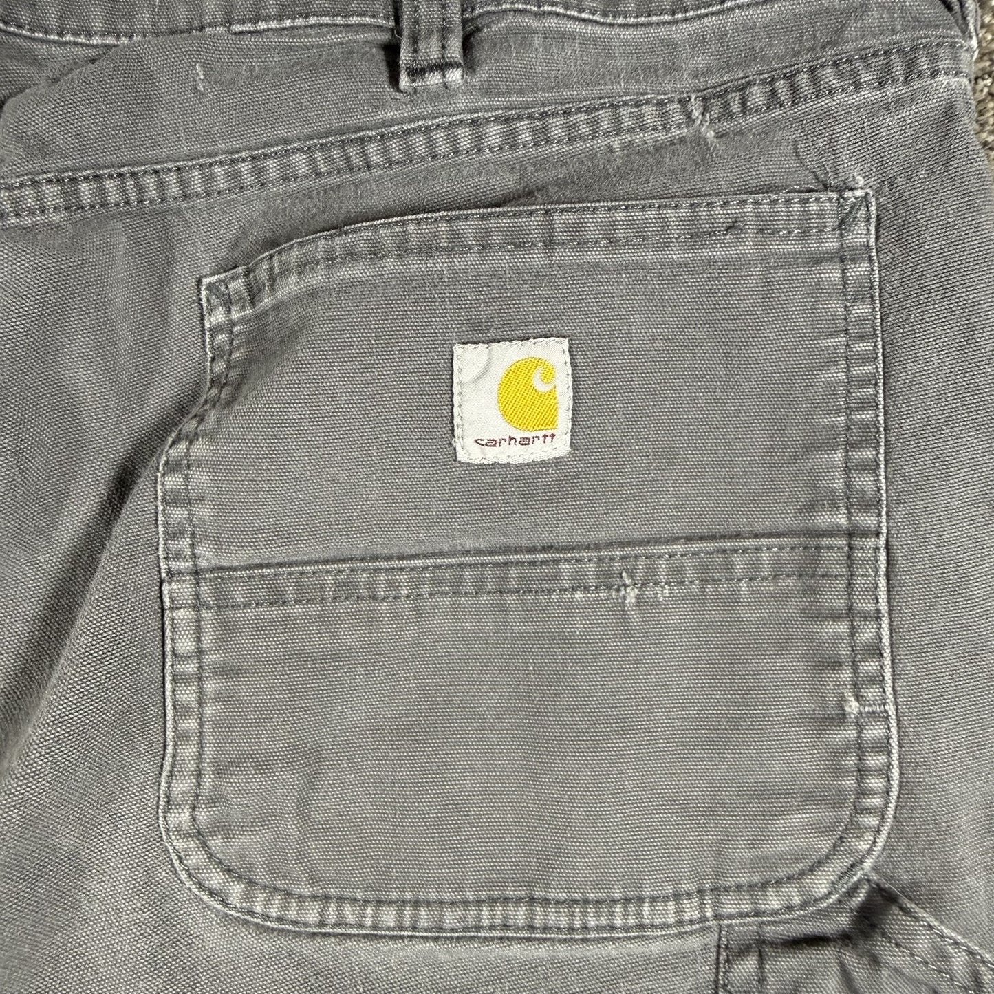 Carhartt Womens Relaxed Fit Work Pants 16 Tall Gray Stretch Cotton Stains/Snags