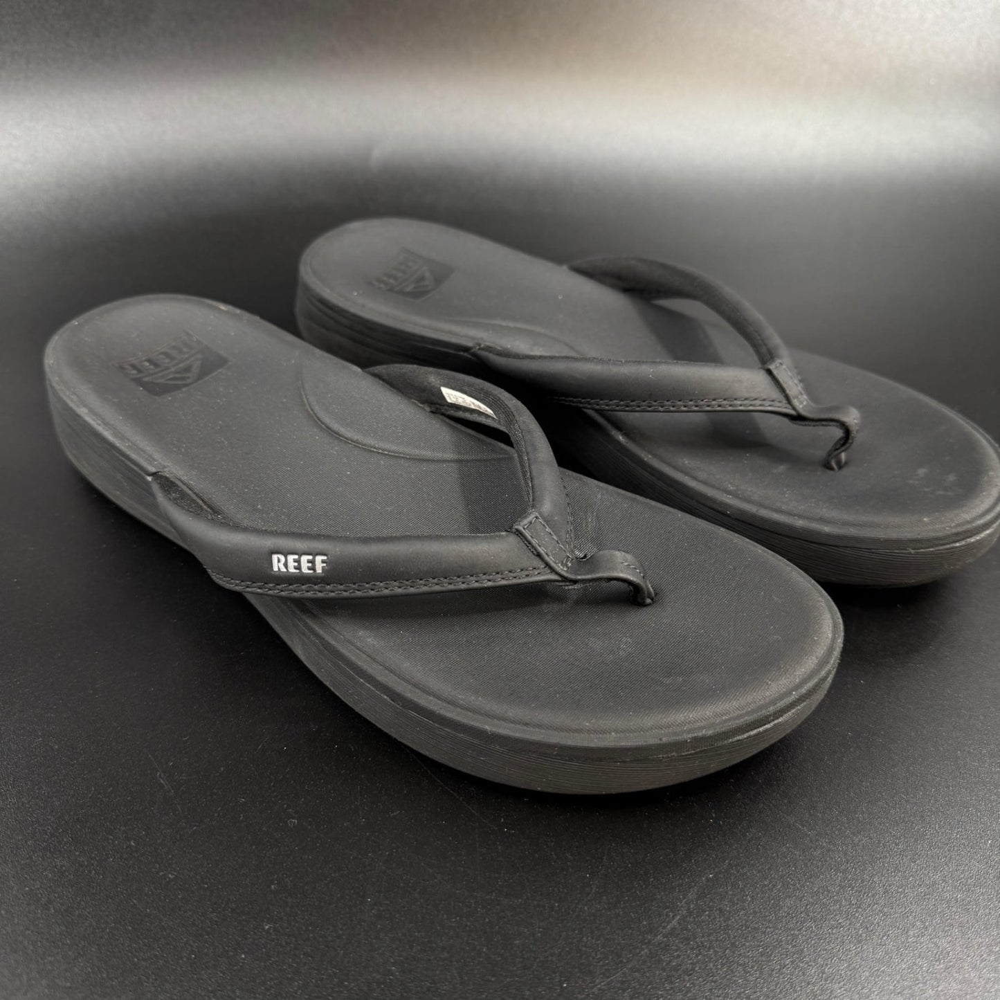 Reef Womens Cushion Cloud Flip Flops Sandals Size 10 Black Thong Platform