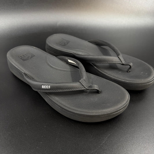 Reef Womens Cushion Cloud Flip Flops Sandals Size 10 Black Thong Platform