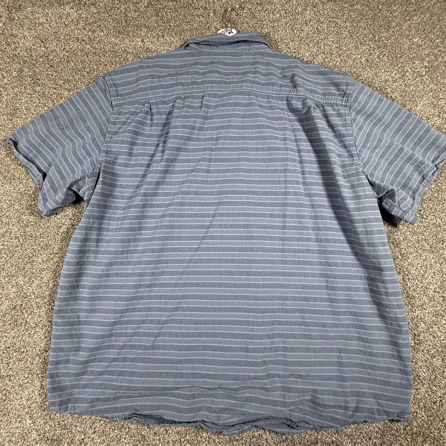 Carhartt Mens Short Sleeve Button Up Shirt 2XL Blue Gray Striped Loose Fit