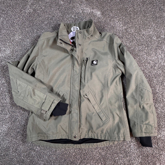 Carhartt Womens Waterproof Jacket XS Green Breathable Full Zip Hooded Coat