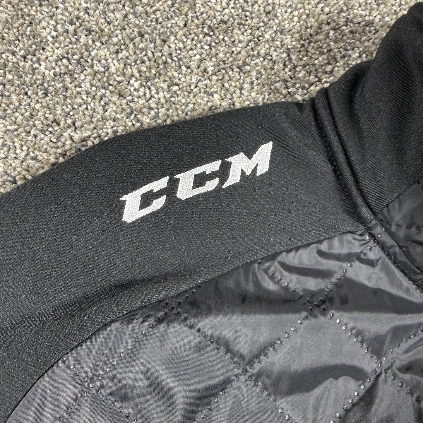CCM Hockey Mens XL Black Quilted Full Zip Jacket Stand Collar Tactical Degree