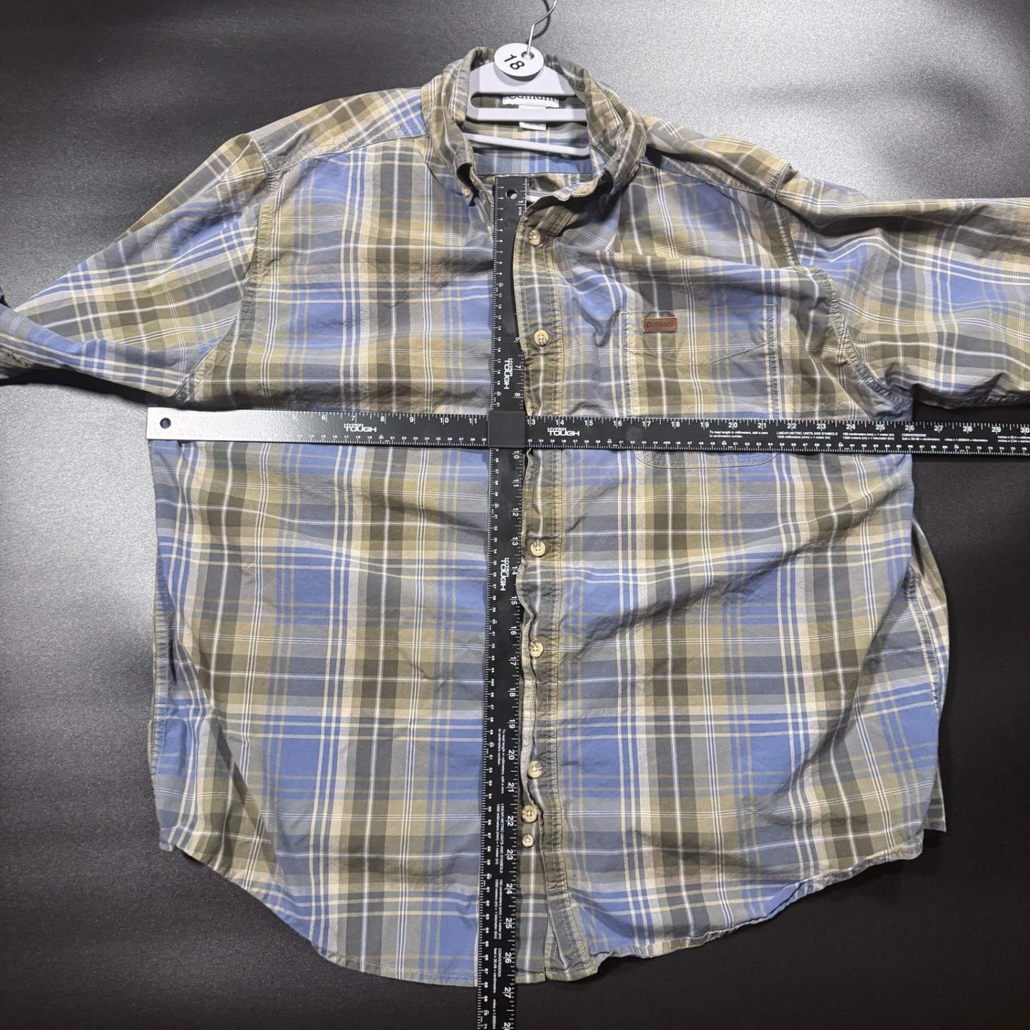 Carhartt Mens XL Plaid Flannel Shirt Long Sleeve Button Down Blue Green