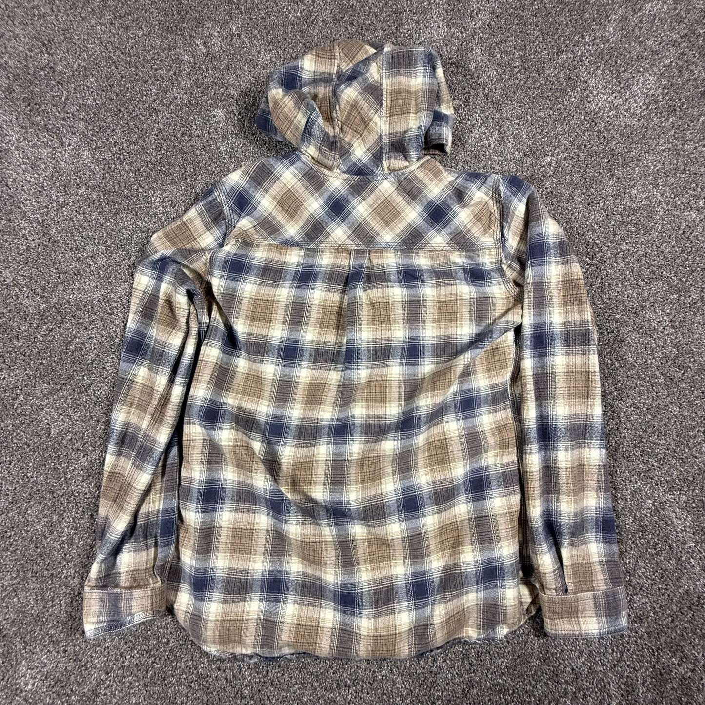 Carhartt Womens Hooded Flannel Shirt S 4/6 Plaid Bluestone Multi Long Sleeve