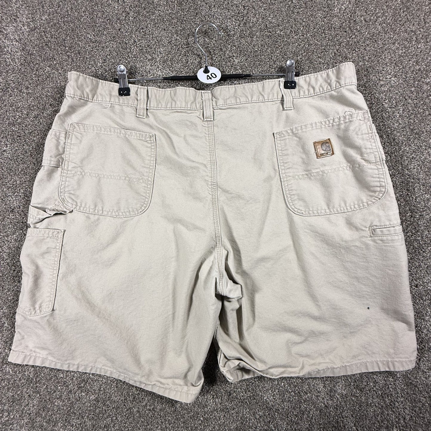 Carhartt Mens Work Shorts Double Knee Carpenter Size 44 Tan Cotton Canvas