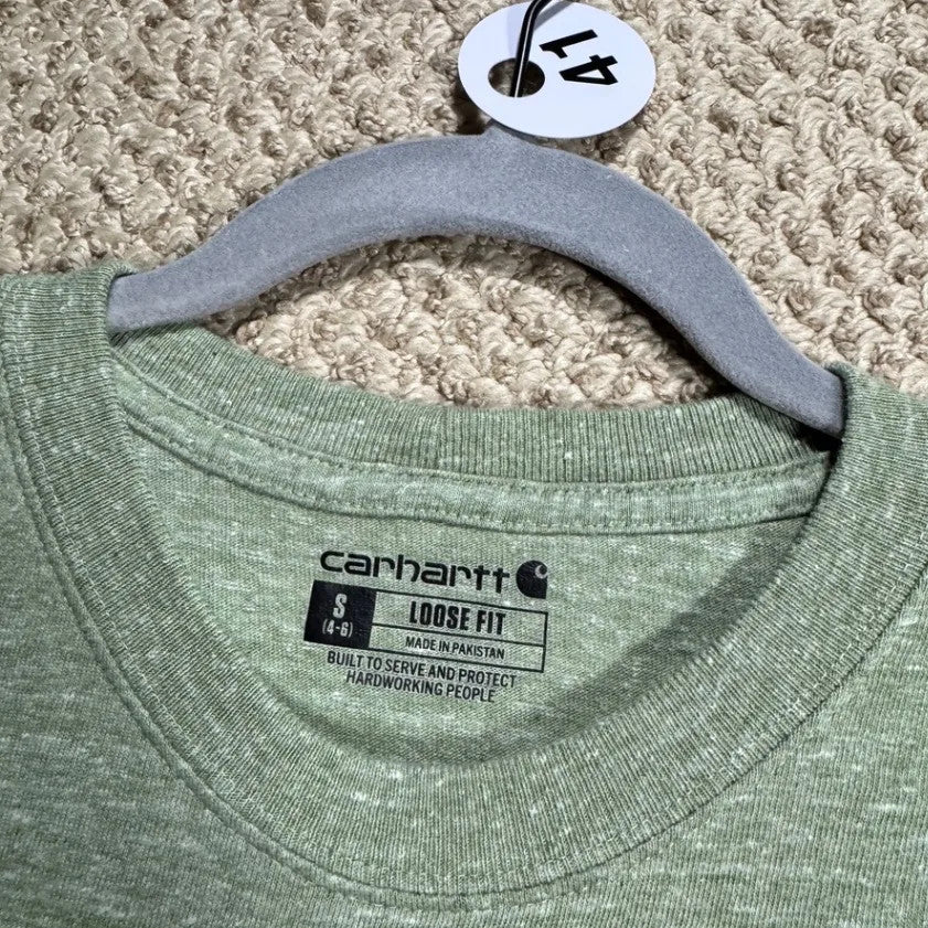 Carhartt Womens Loose Fit Pocket T-Shirt S Green Heather Short Sleeve