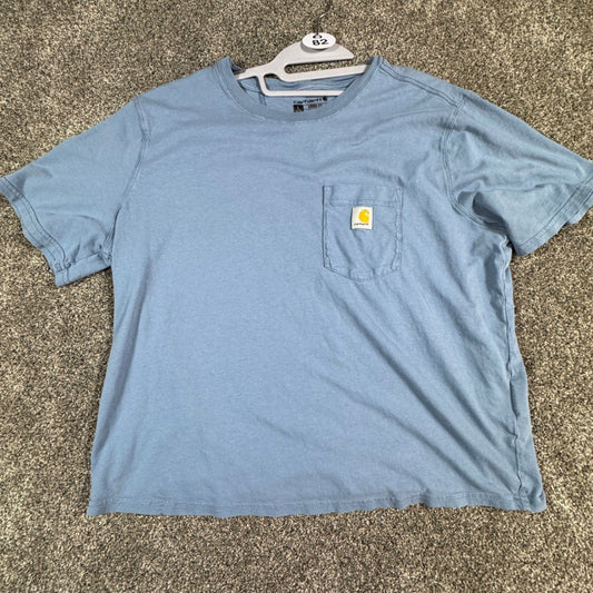 Carhartt Womens T-Shirt Size L 12-14 Blue Loose Fit Short Sleeve Pocket Tee