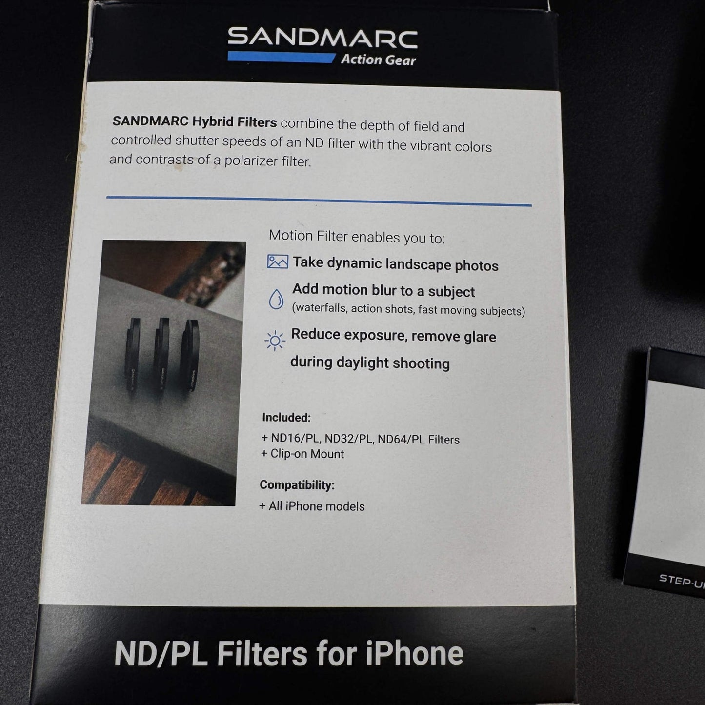 SANDMARC ND PL Lens Filter Set For iPhone Clip On ND16 ND32 ND64 w/Step Up Ring