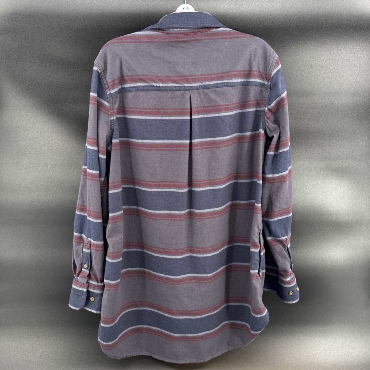 Carhartt Womens L Rugged Flex Flannel Shirt Striped Relaxed Fit Gray Blue Burg
