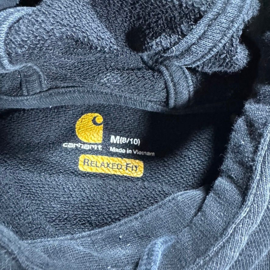 Carhartt Womens Hoodie Sweatshirt Pullover Size Medium 8-10 Black Relaxed Fit