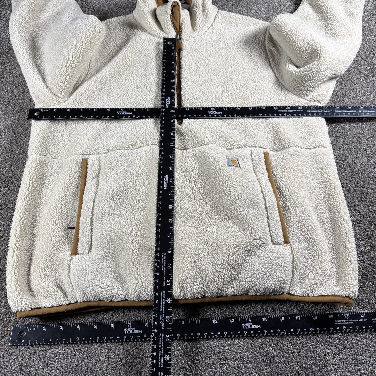 Carhartt Womens M 8-10 Cream Sherpa Fleece Quarter Zip Pullover Loose Fit