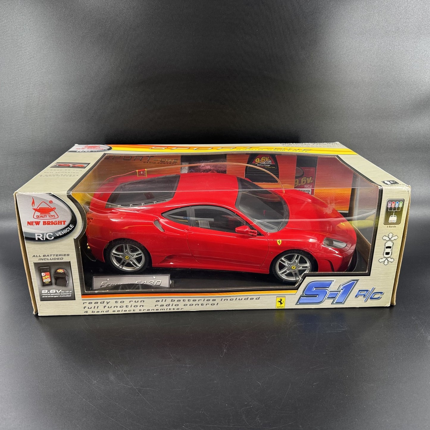 New Bright Ferrari F430 RC Radio Control Car 1/10 Scale 2007 TESTED WORKING