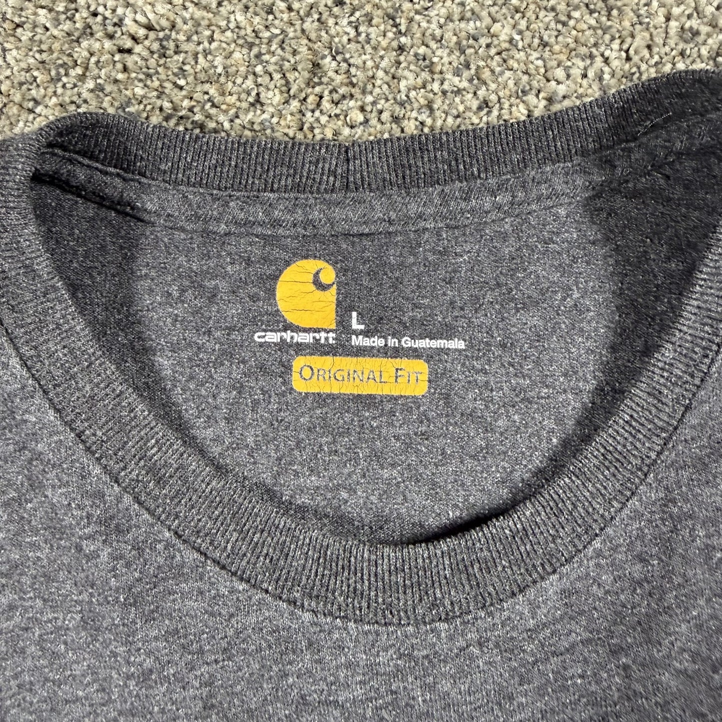 Carhartt Mens Long Sleeve T Shirt L Gray Original Fit Crewneck Pocket Workwear