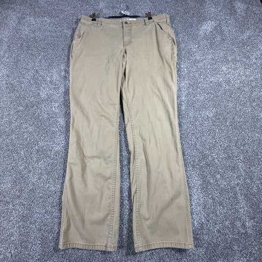 Carhartt Womens Canvas Work Pants 16 Regular Khaki Loose Fit Rugged Flex