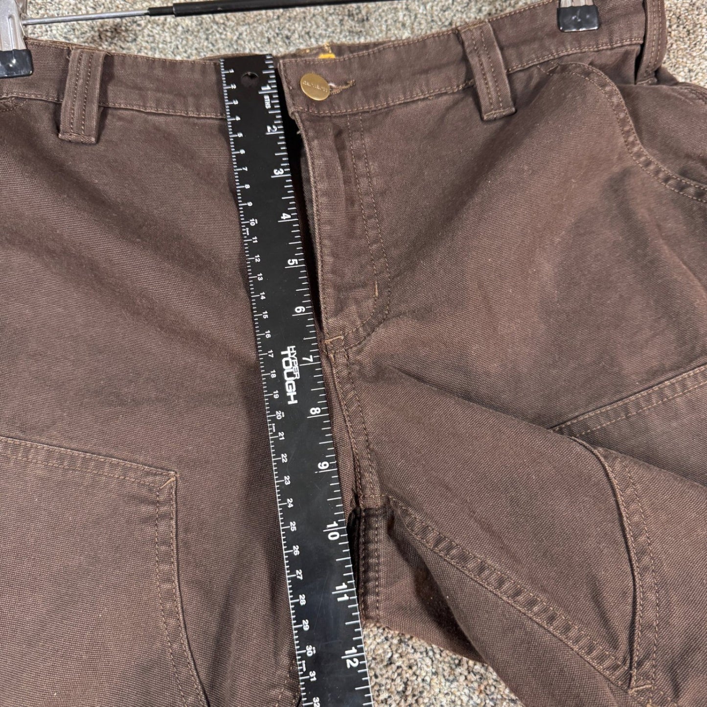 Carhartt Womens Work Pants Size 14 Short Brown Canvas Double Knee Utility