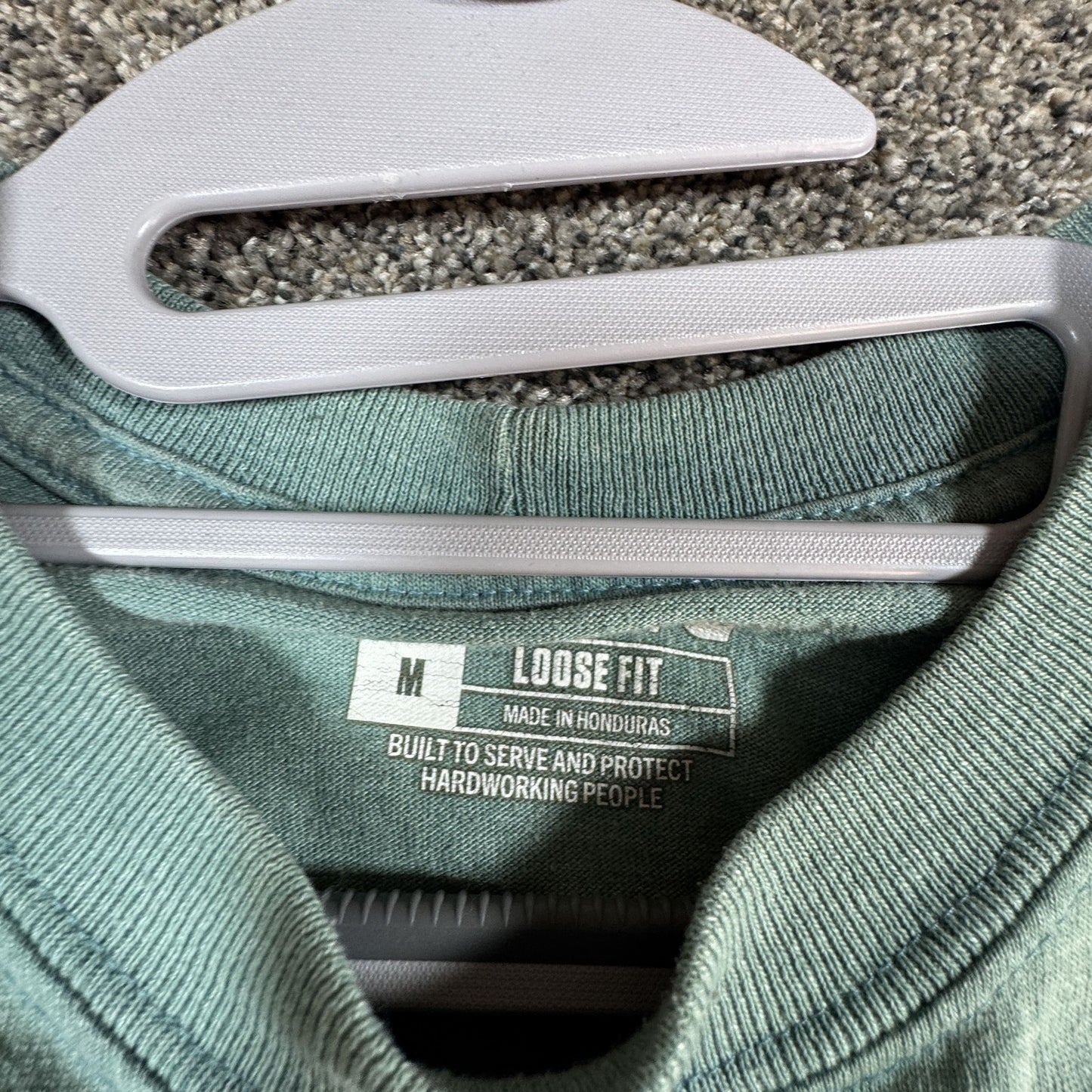 Carhartt Mens Long Sleeve T-Shirt M Loose Fit Teal Logo Work Shirt Spellout
