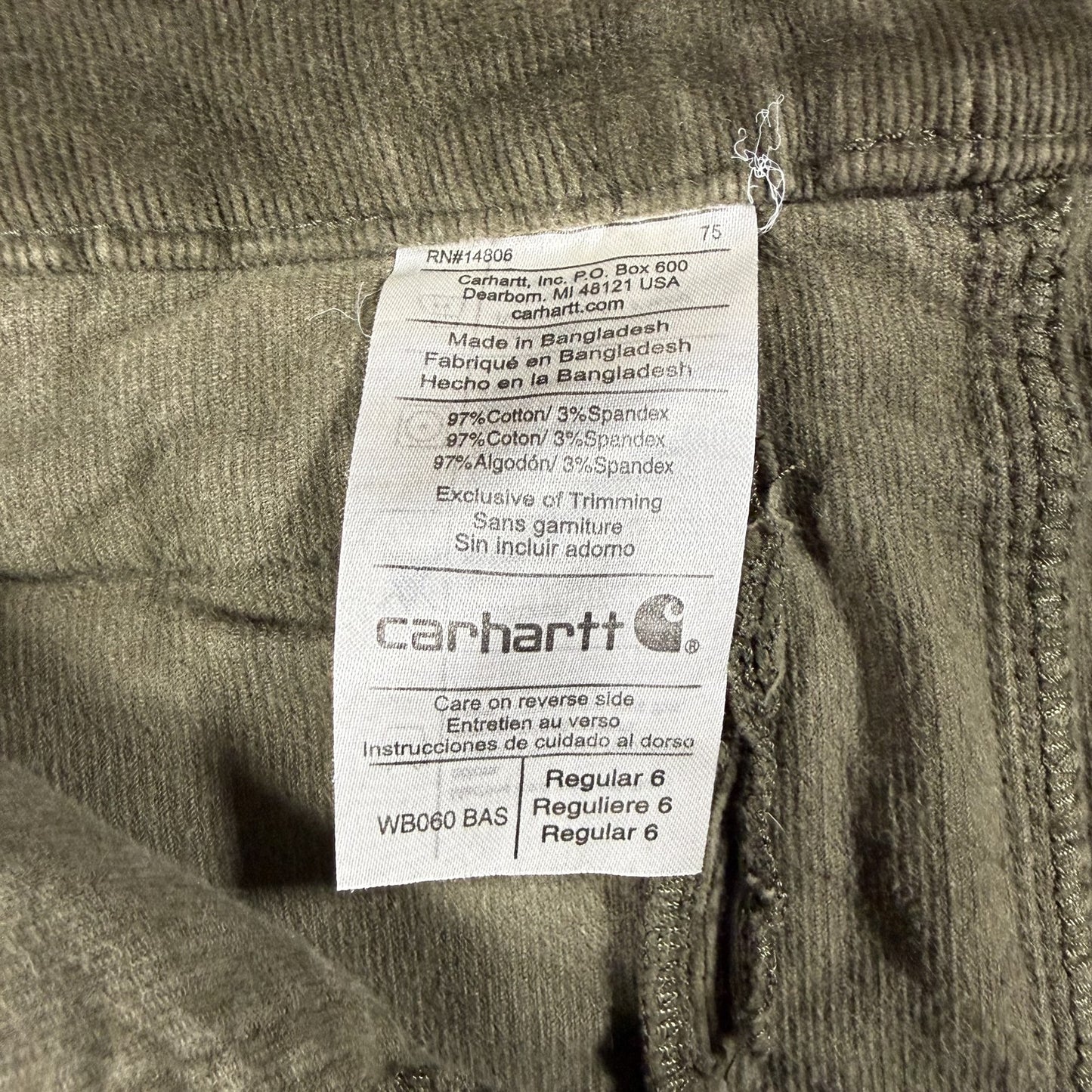 Carhartt Womens Corduroy Skirt Size 6 Olive Green Cotton