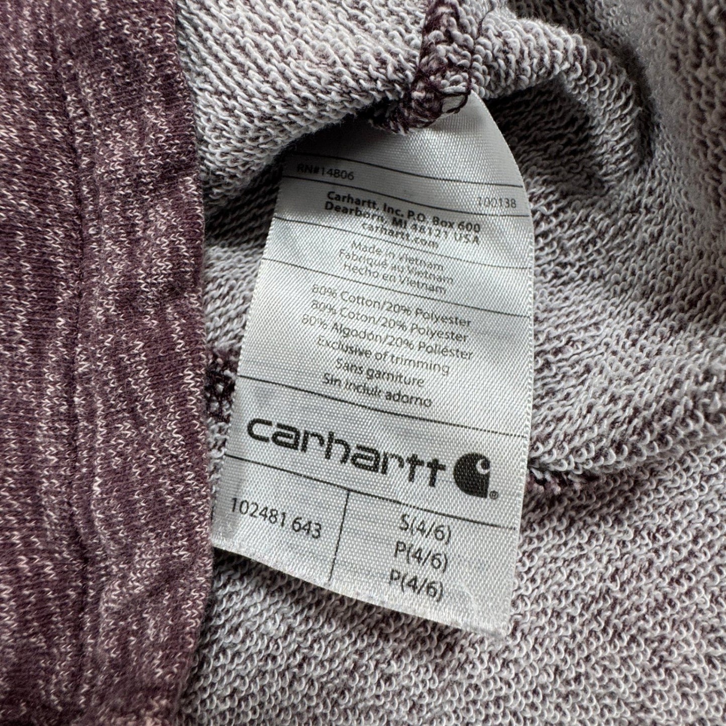 Carhartt Womens Hoodie Sweatshirt S Small Deep Wine Purple Pullover
