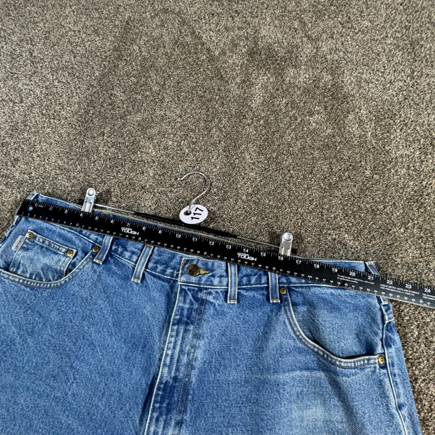 Carhartt Mens B17 Relaxed Fit Jeans 46x30 Blue Denim Work Pants