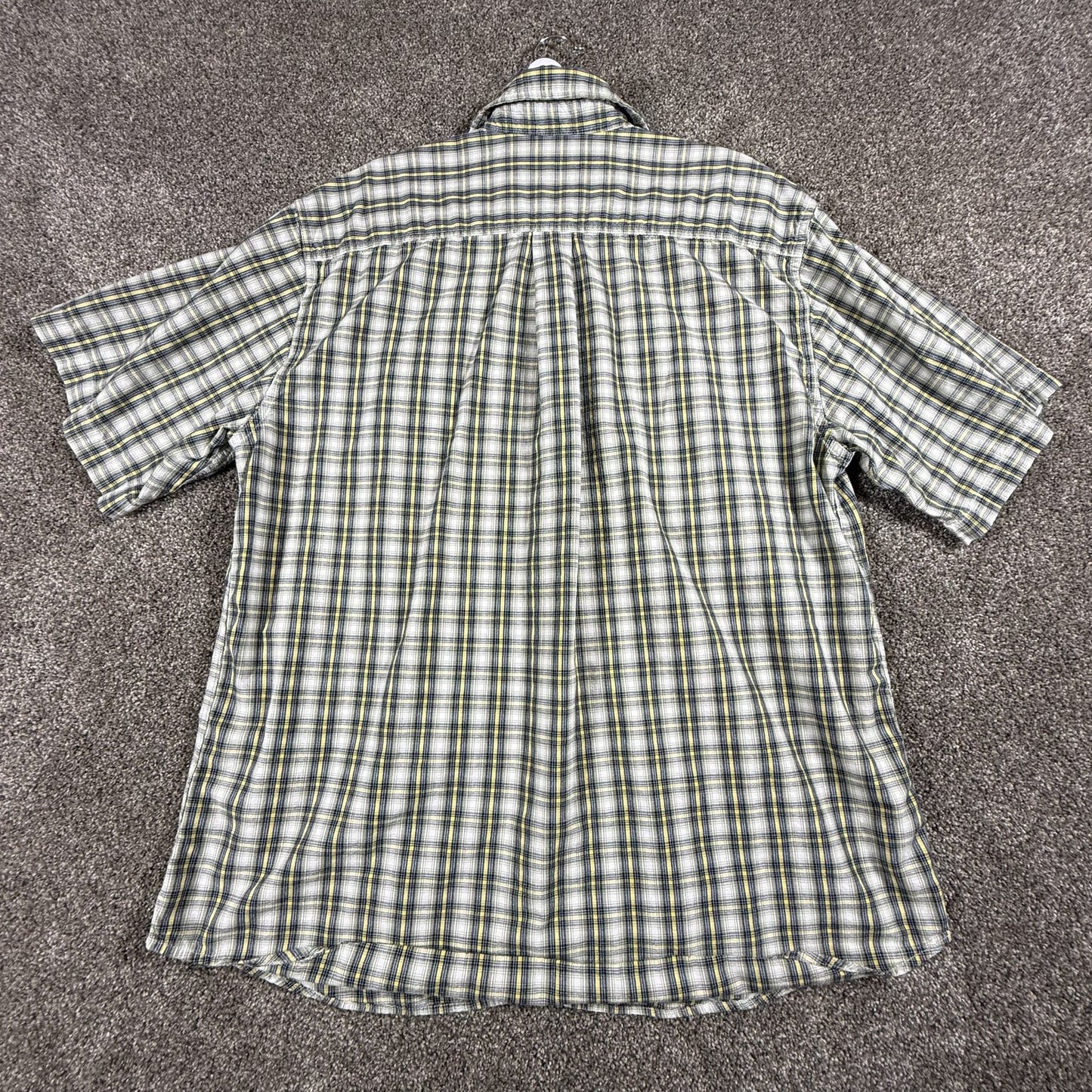 Carhartt Mens XL Short Sleeve Button Down Shirt Pabst PBR Logo Plaid Cotton