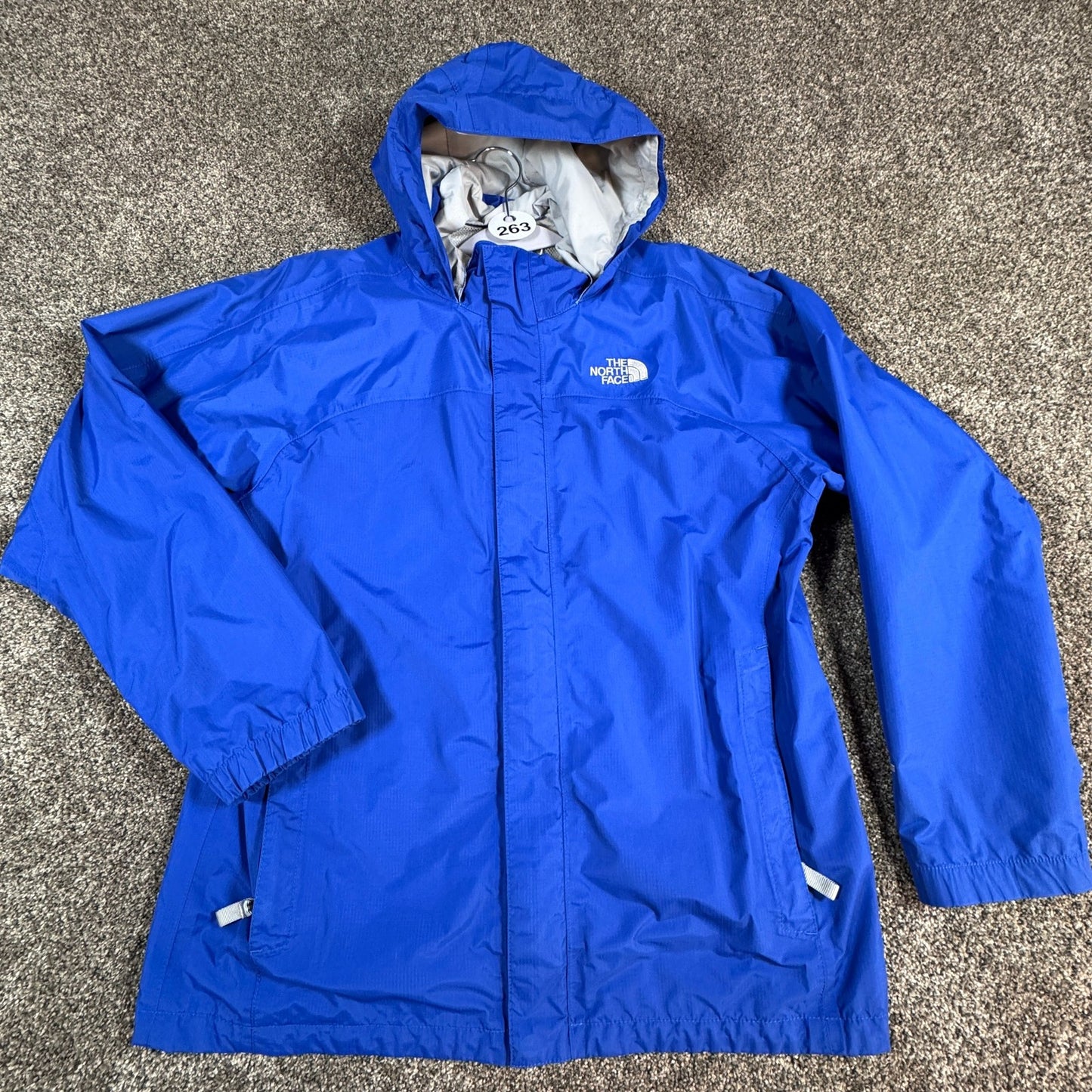 The North Face Boys Hyvent Jacket XL Blue Hooded Windbreaker Waterproof