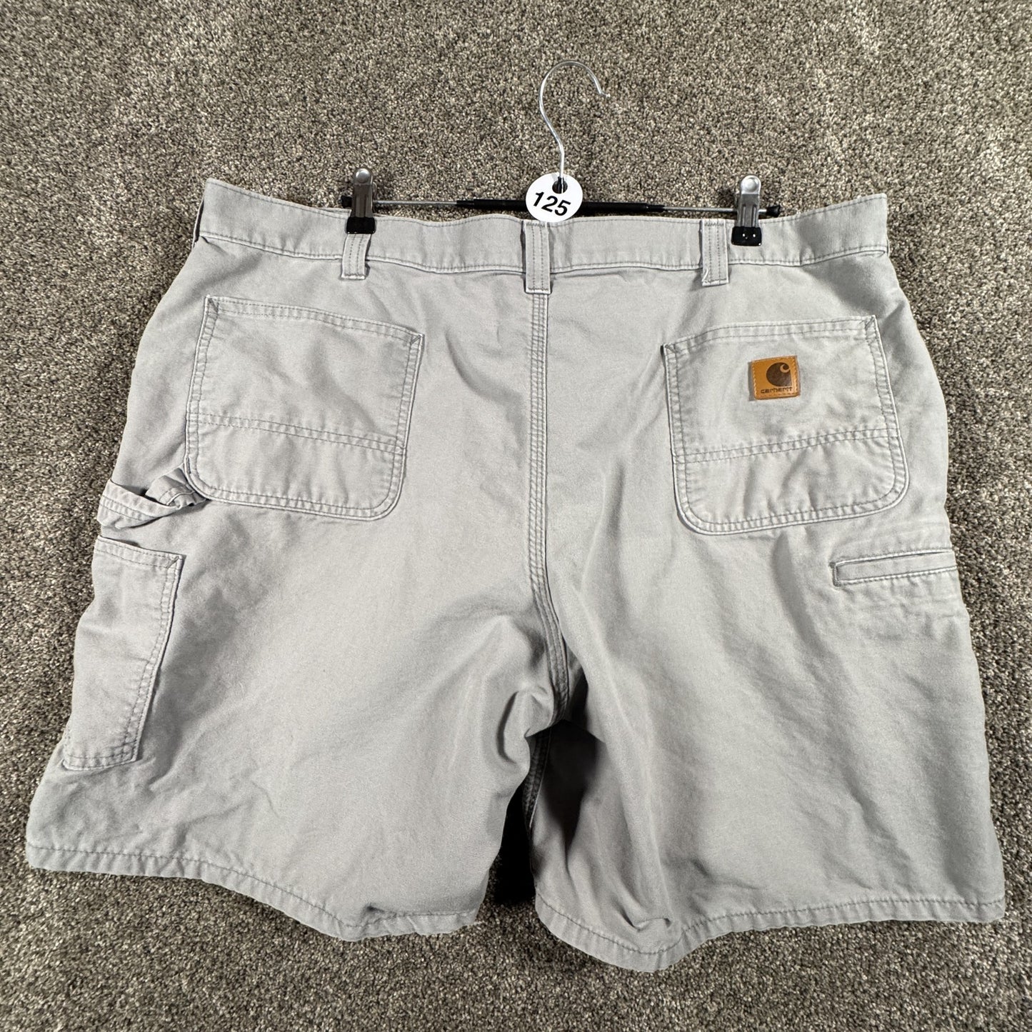 Carhartt Mens Carpenter Work Shorts Size 42 Gray Canvas Cotton Utility Stained