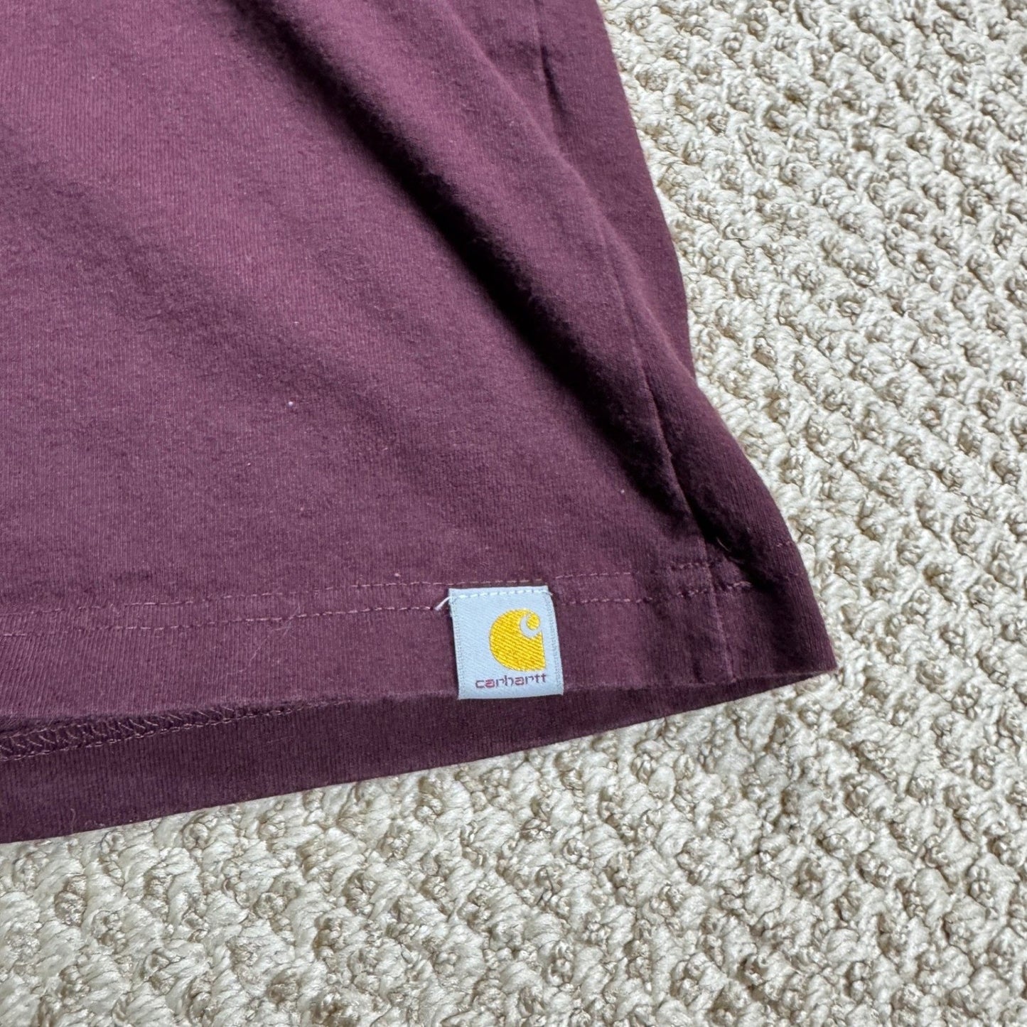 Carhartt Mens T-Shirt Relaxed Fit Size S Maroon Back Graphic Pocket Workwear